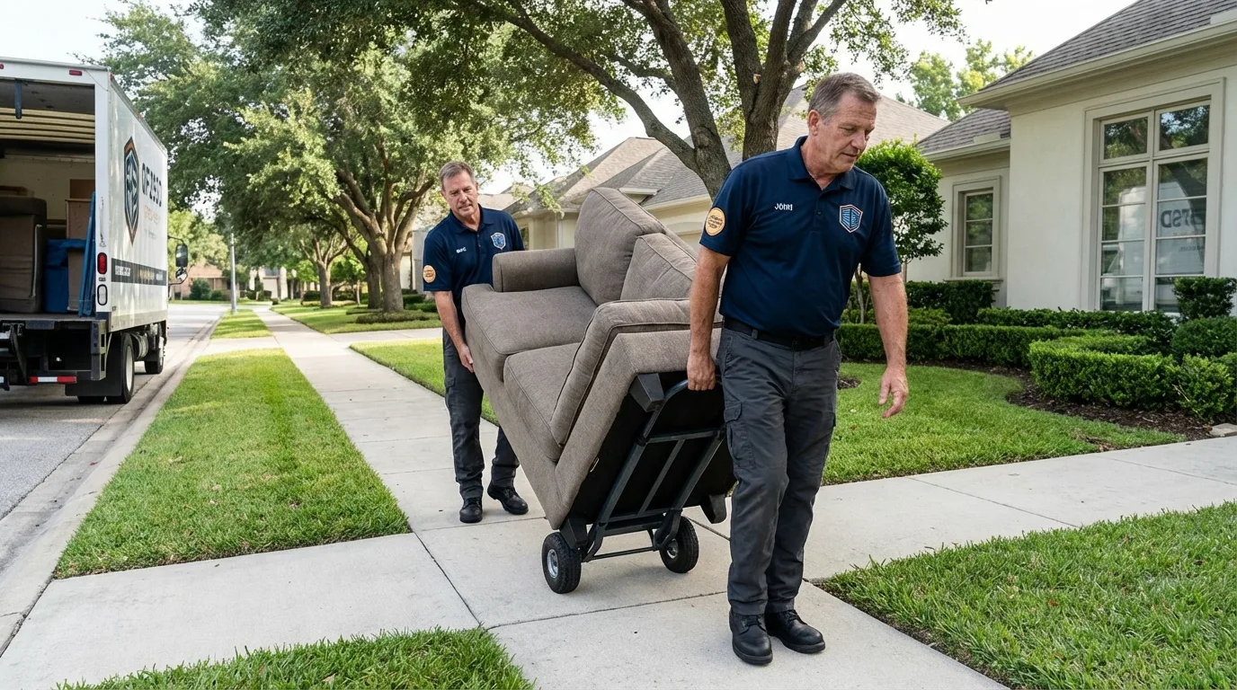 Local residential moving crew loading furniture in Cohasset, MA